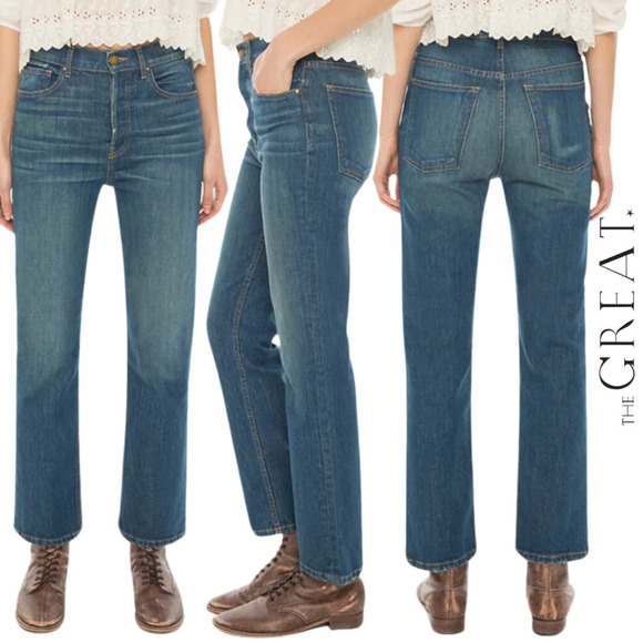 The Great NEW The Straight A High Rise Cropped Length Straight Leg Jeans Size 25 - Picture 1 of 15